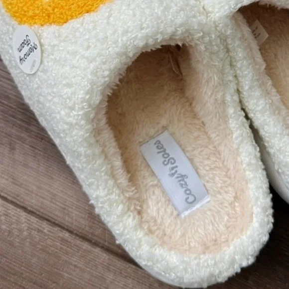 Happy Face Plush Slippers - Picture 3 of 8